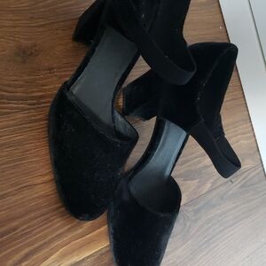 Eileen Fisher Black Heels with Chunky Block Heel and Ankle Strap
